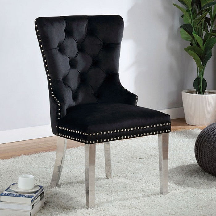 FOA Jewett Contemporary Wingback Set of 2 Dining Side Chair - Black