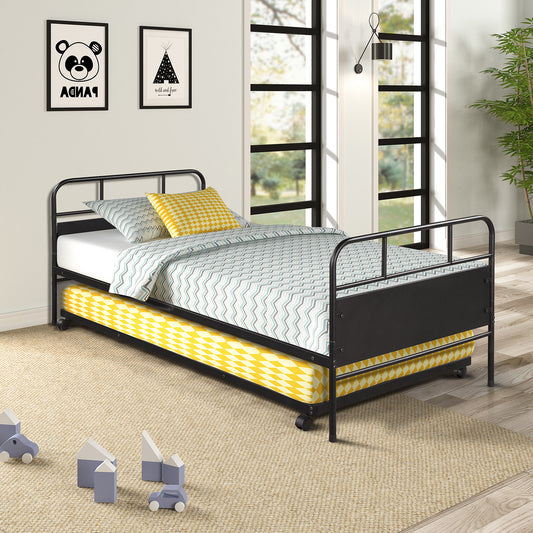 Merax Metal Twin Daybed & Trundle Set - Black