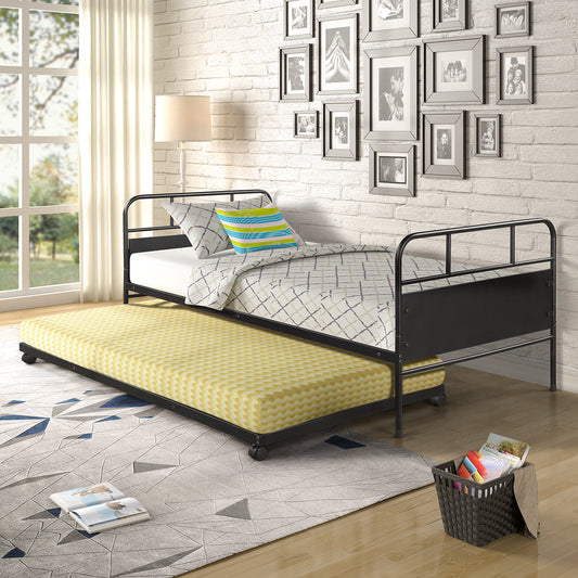 Merax Metal Twin Daybed & Trundle Set - Black
