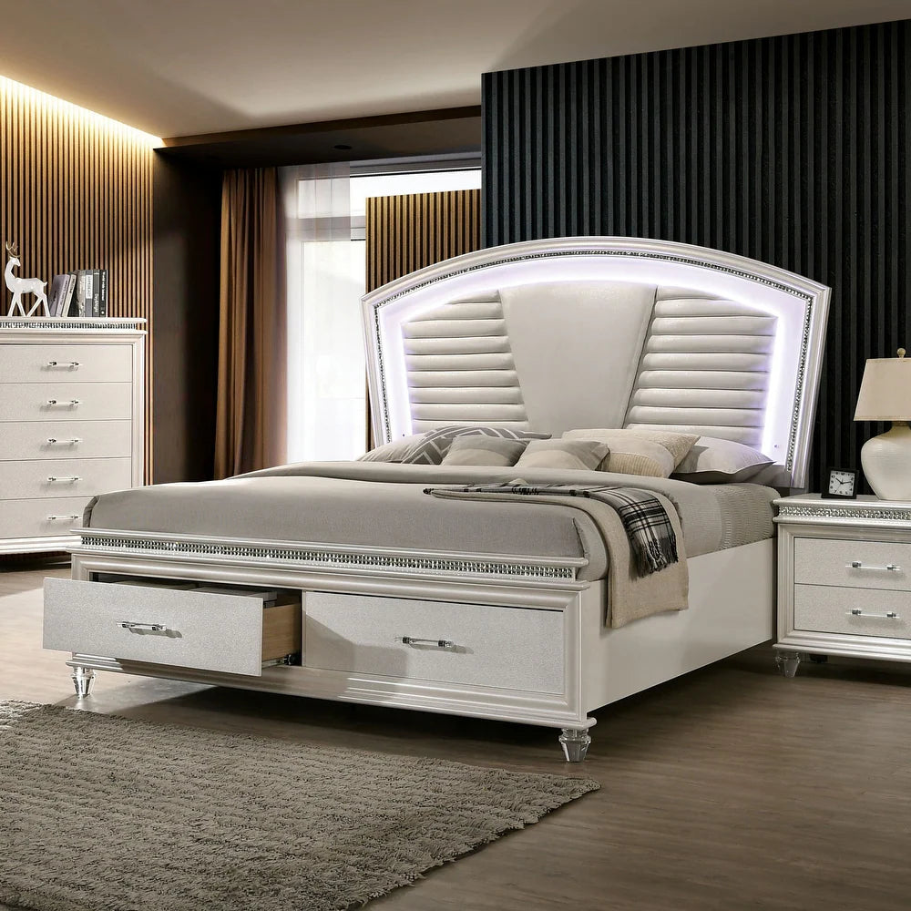 Maddie Pearl White Queen Glam Bedroom Collection