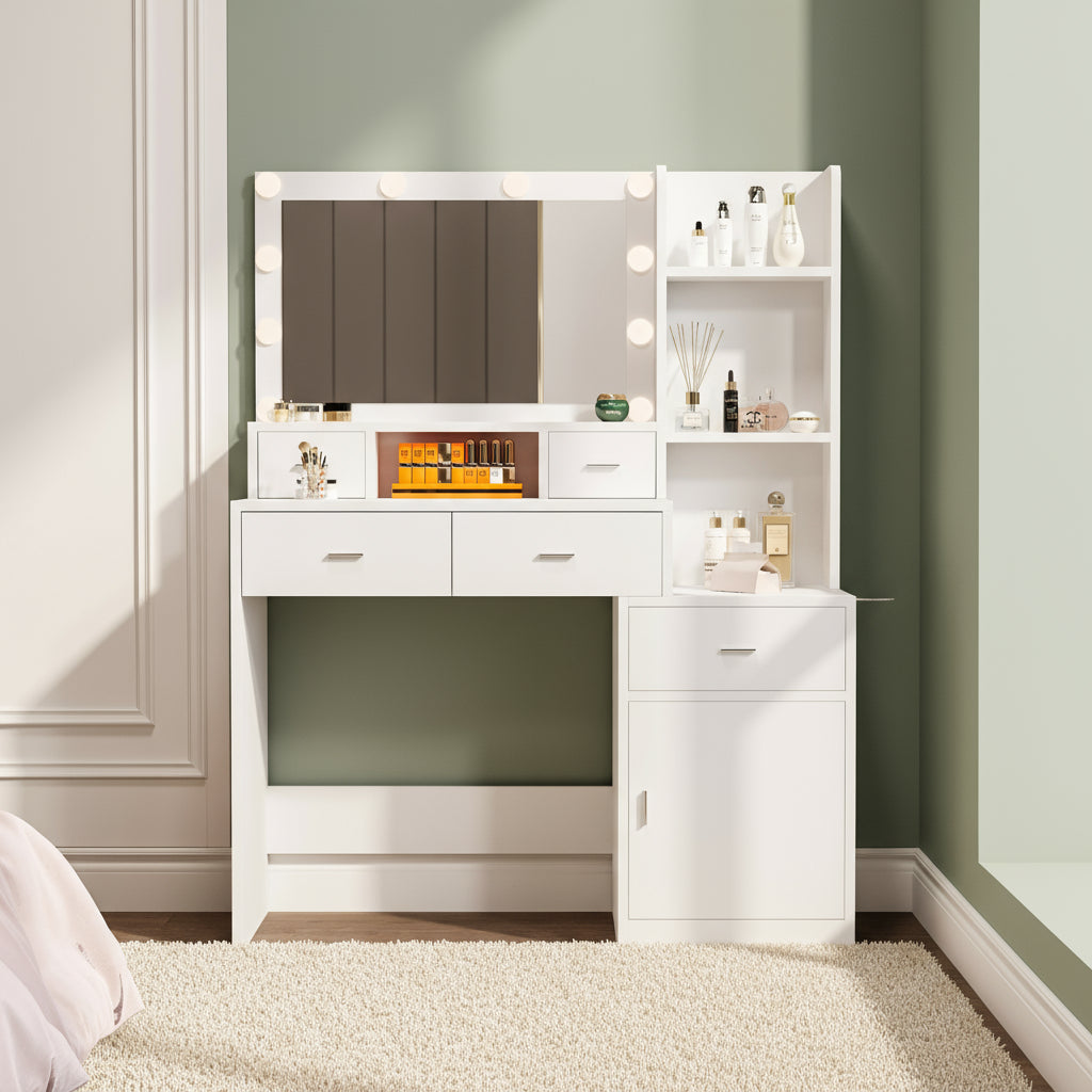 Angie Contemporary Bedroom Vanity, White