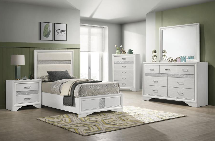 Miranda 54-Inch Bouclé Upholstered Bedroom Set, White