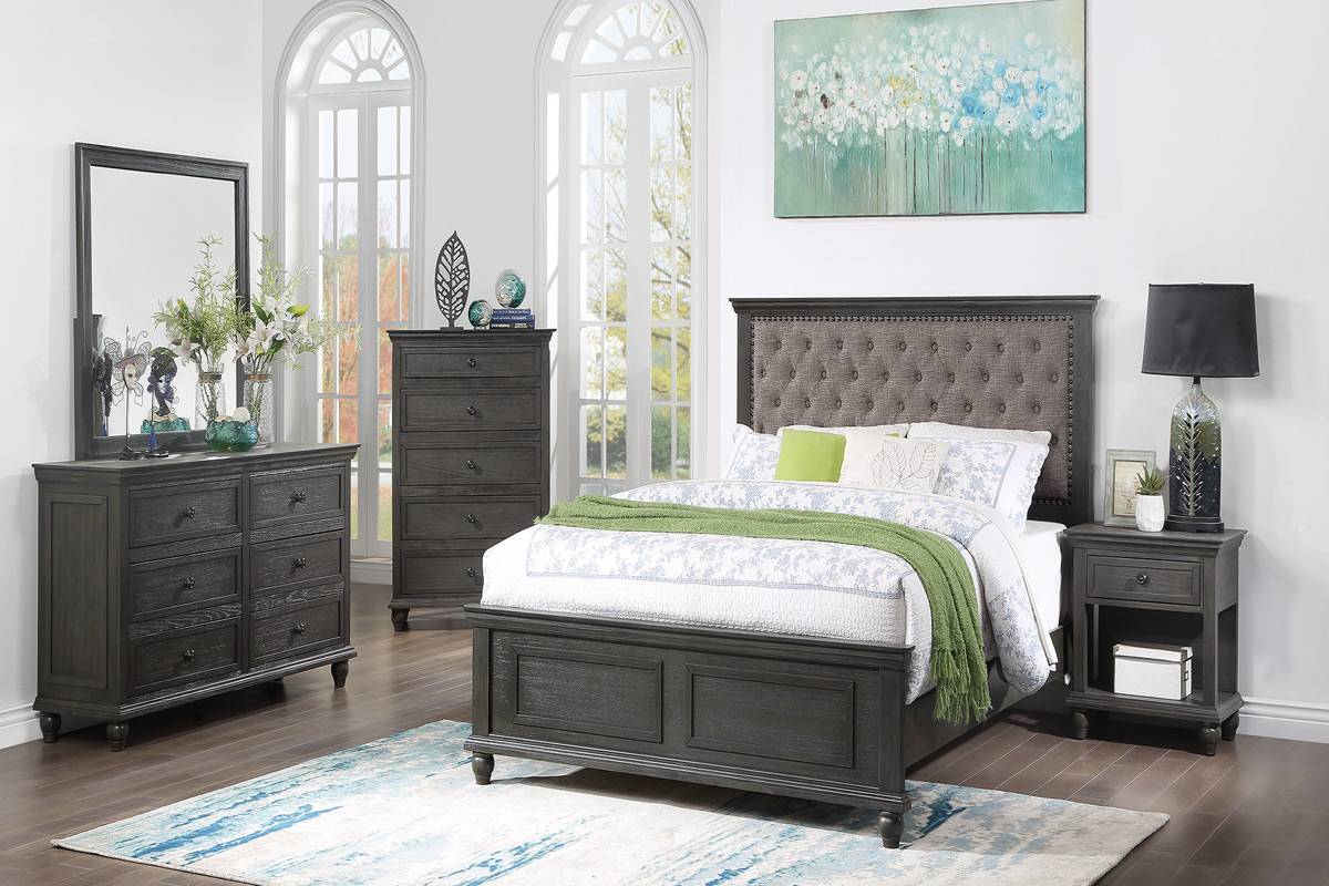 Poundex Contemporary Elegant Look 6 Drawer Dresser in Charcoal - F5468