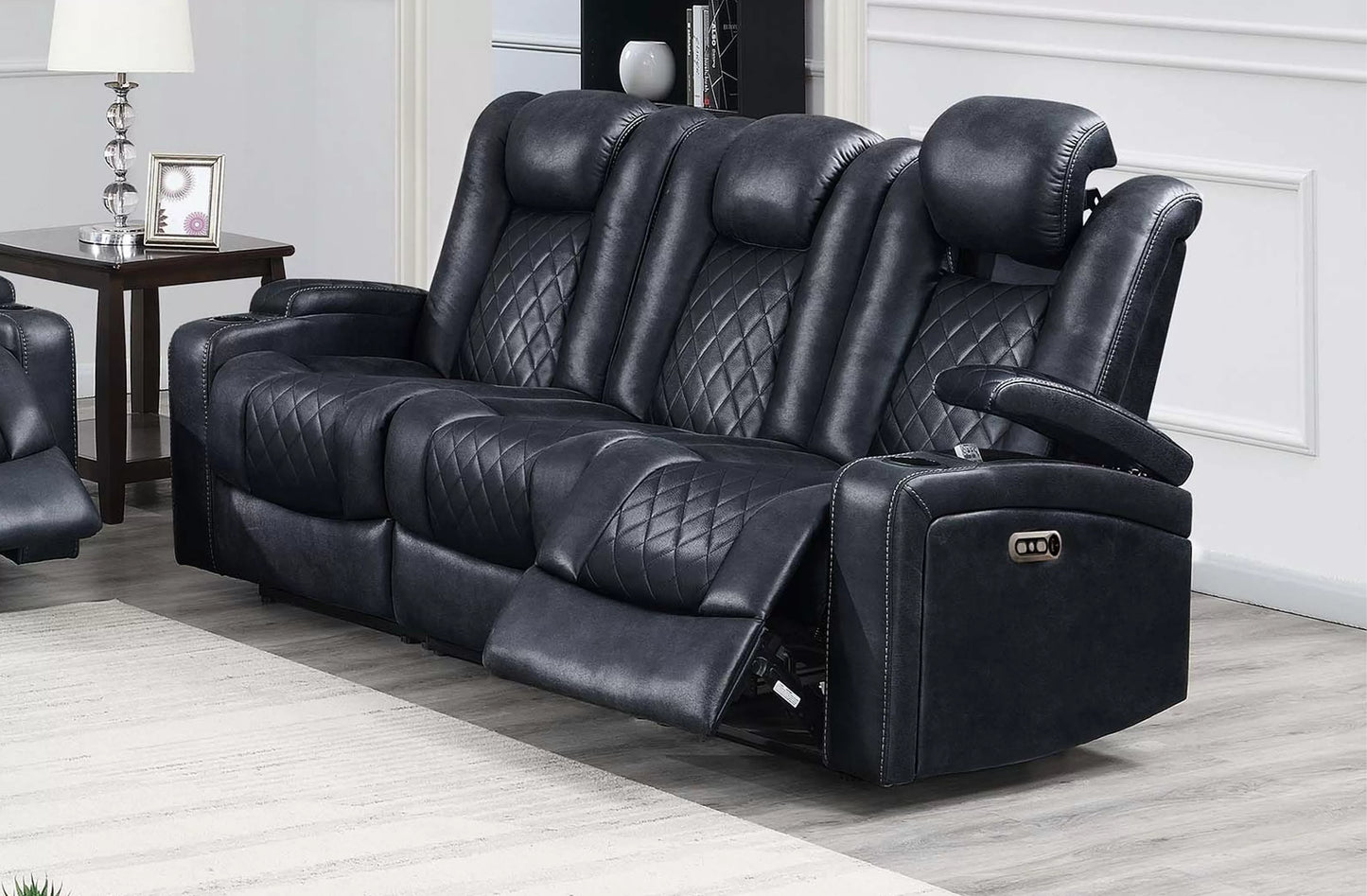 Pacific Power Reclining Sofa – Ink Blue
