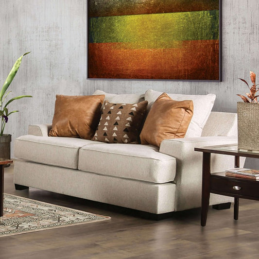 New Meadows Faux Leather Loveseat - Sand/Caramel