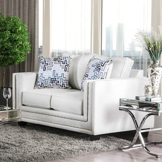 Ilse Chenille Loveseat - Off-White/Blue