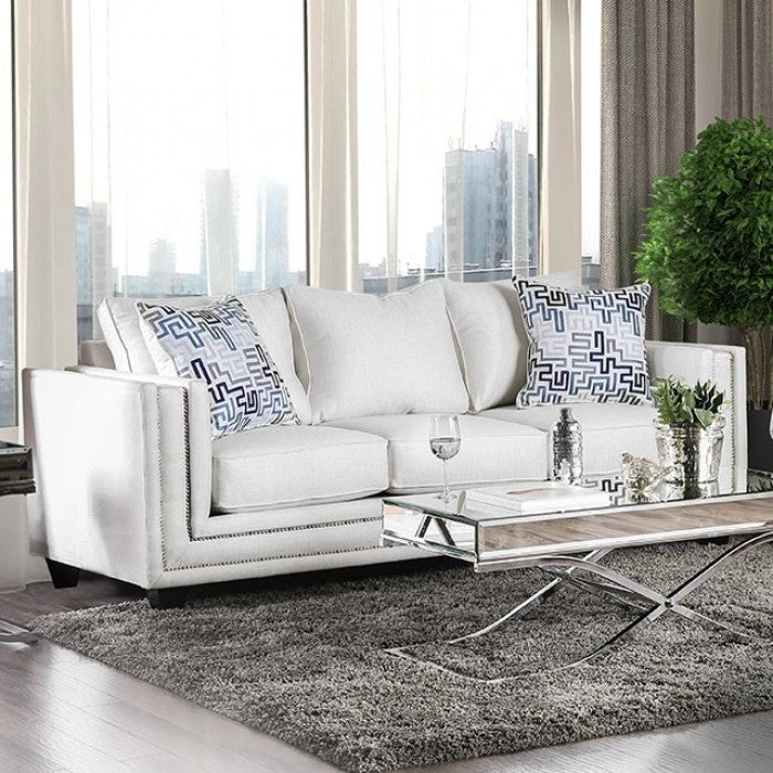 Ilse Chenille Sofa - Off-White/Blue