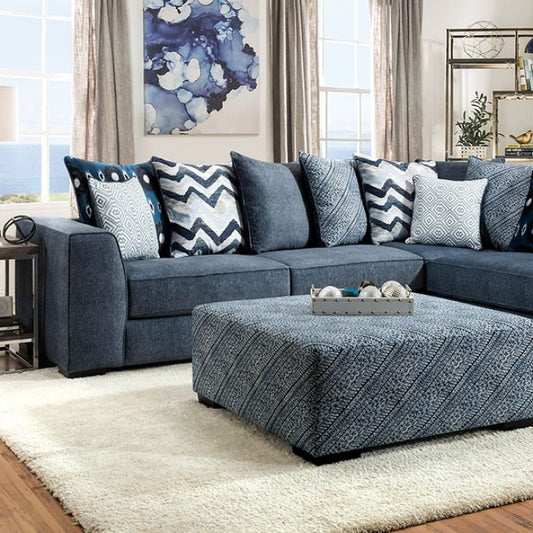 Brielle Transitional Blue Patterned Sectional