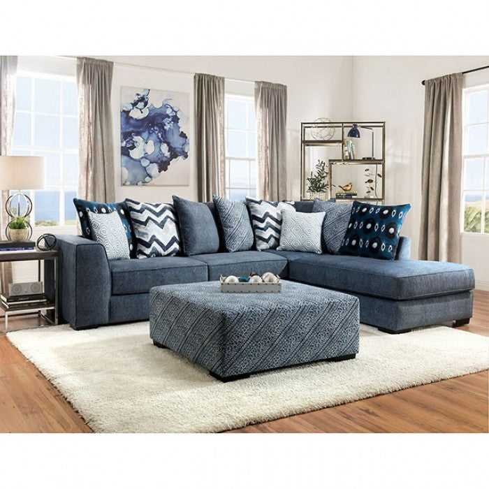 Brielle Transitional Blue Patterned Sectional