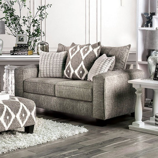 Basie Transitional Chenille Loveseat - Gray