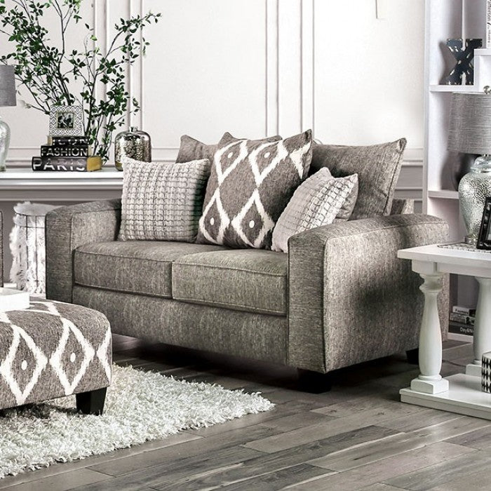 Basie Transitional Chenille Loveseat - Gray