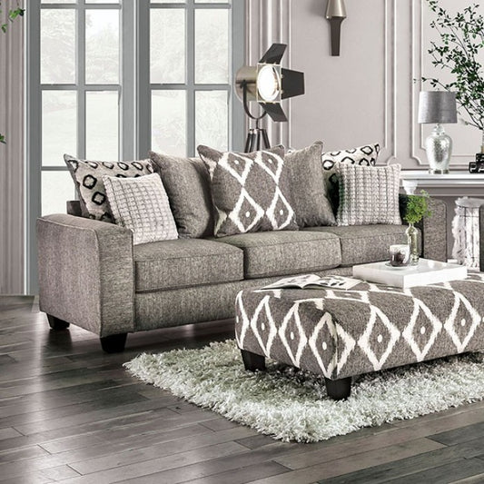 Basie Transitional Chenille Sofa - Gray