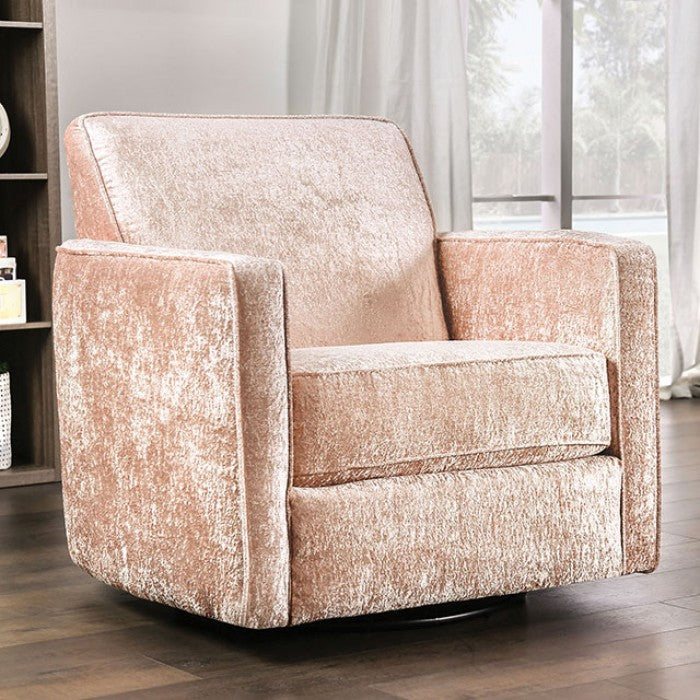 FOA Harriden Transitional Chenille Fabric Arm Chair - Coral
