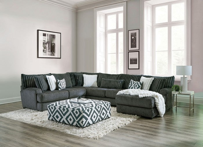 Loughton Chenille Sectional - Gun Metal