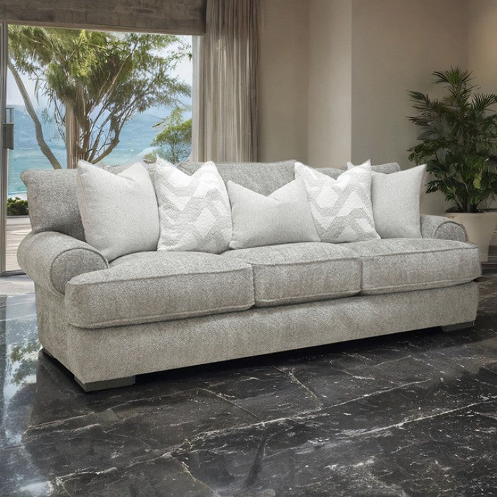 Nerone Gray Oversized Rolled Arm Sofa
