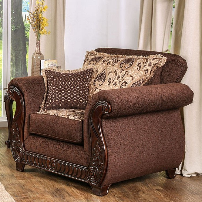 Tabitha Chenille Chair - Brown/Gold