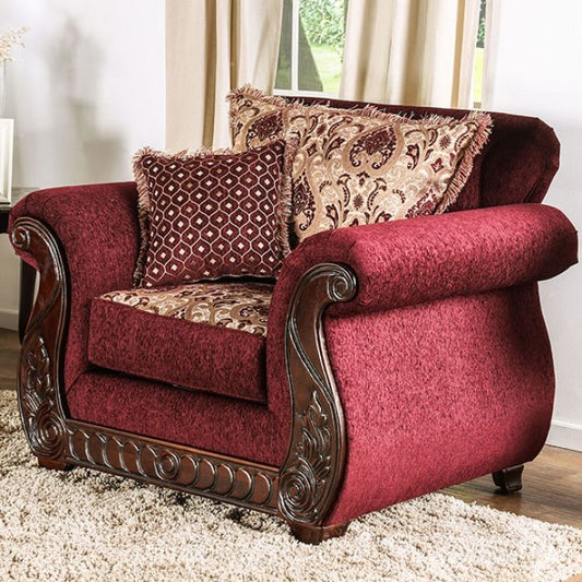 Tabitha Chenille Chair - Wine/Gold