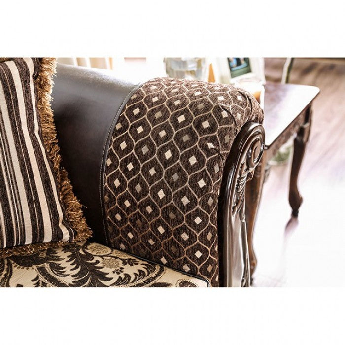 Quirino Faux Leather Living Room Set - Light Brown/Dark Brown