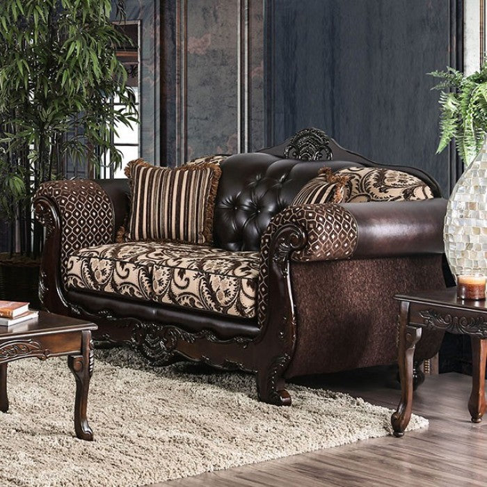 Quirino Faux Leather Living Room Set - Light Brown/Dark Brown