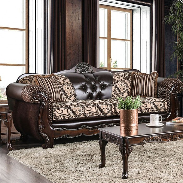 Quirino Faux Leather Living Room Set - Light Brown/Dark Brown