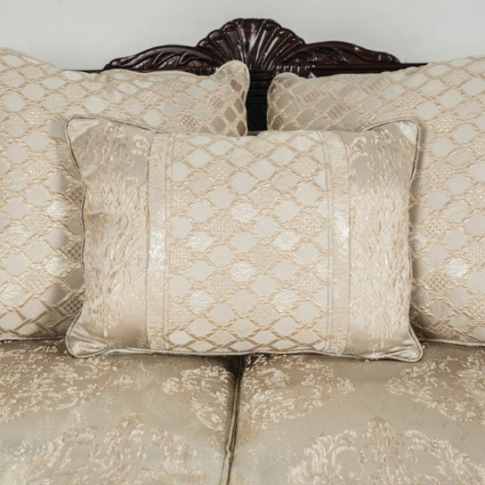 Huelva Upholstered Sofa - Beige/Dark Cherry