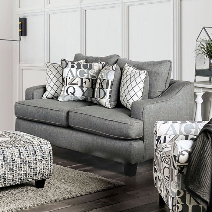 Verne Transitional Blue/Gray Linen Loveseat