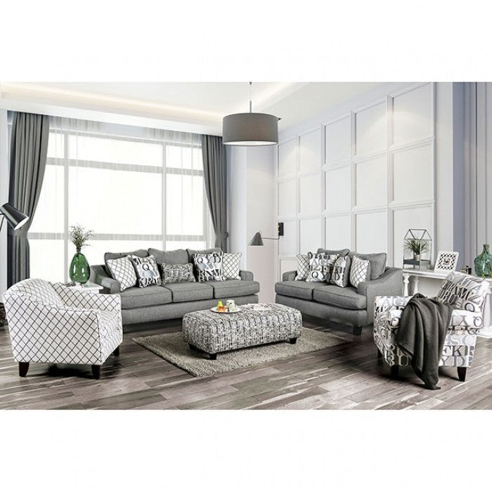 Verne Transitional Gray Linen Living Room Set