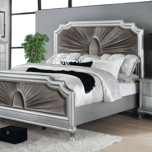 Aalok Glam Style King Bedroom Set - Warm Gray