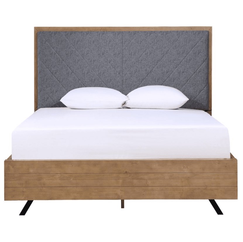 Taylor Modern King Bedroom Set in Light Honey with Upholstered Headboard