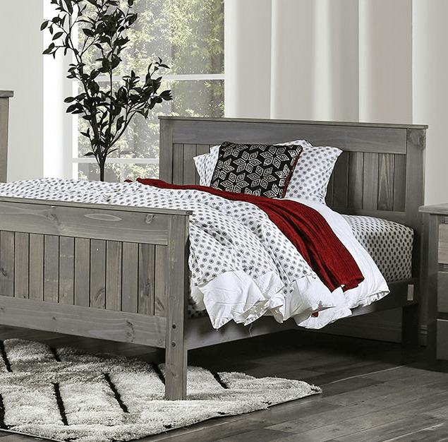 Rockwall Solid Wood Plank Style Full Bedroom Set in Weathered Grey