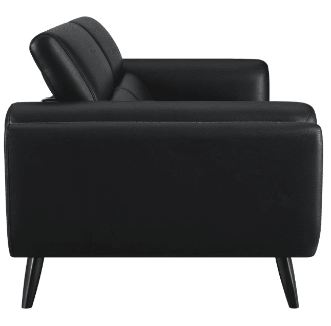 Shania Modern Track Arm Sofa & Loveseat Set with Adjustable Head Rest - Black