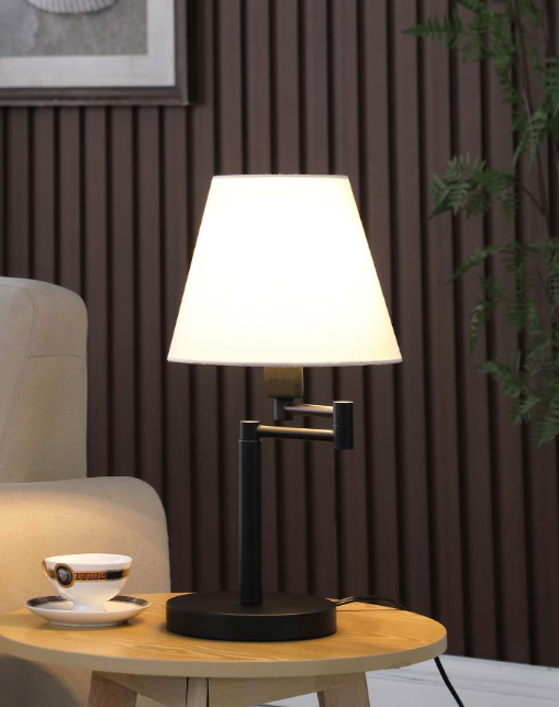 Colombe Rotatable Frame Table Lamp Off White And Matte Black