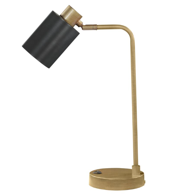 Cherise Adjustable Shade Table Lamp Antique Brass And Matte Black