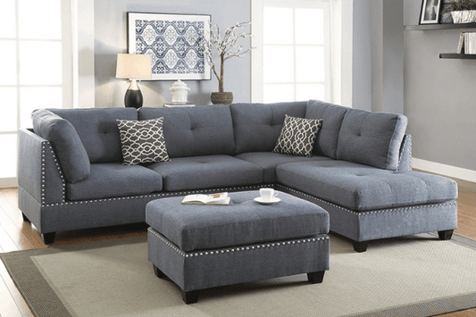 Rolando Microfiber Sectional & Ottoman Set - Gray