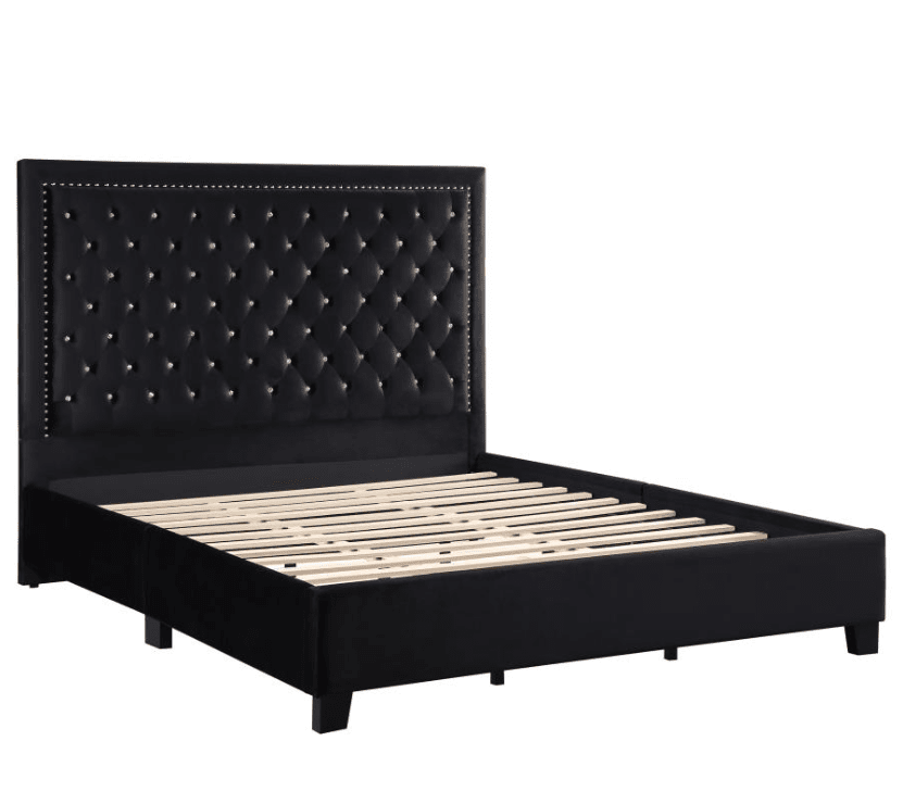 Hailey Upholstered Tufted Platform Queen Bed Black