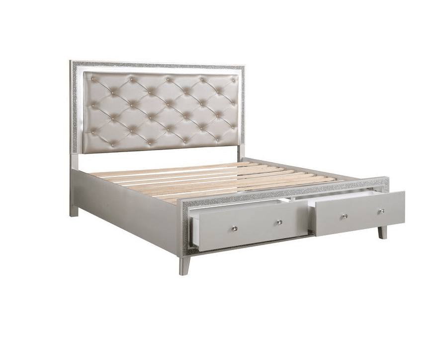 Sliverfluff Glam Storage Bed with Padded Headboard - Queen