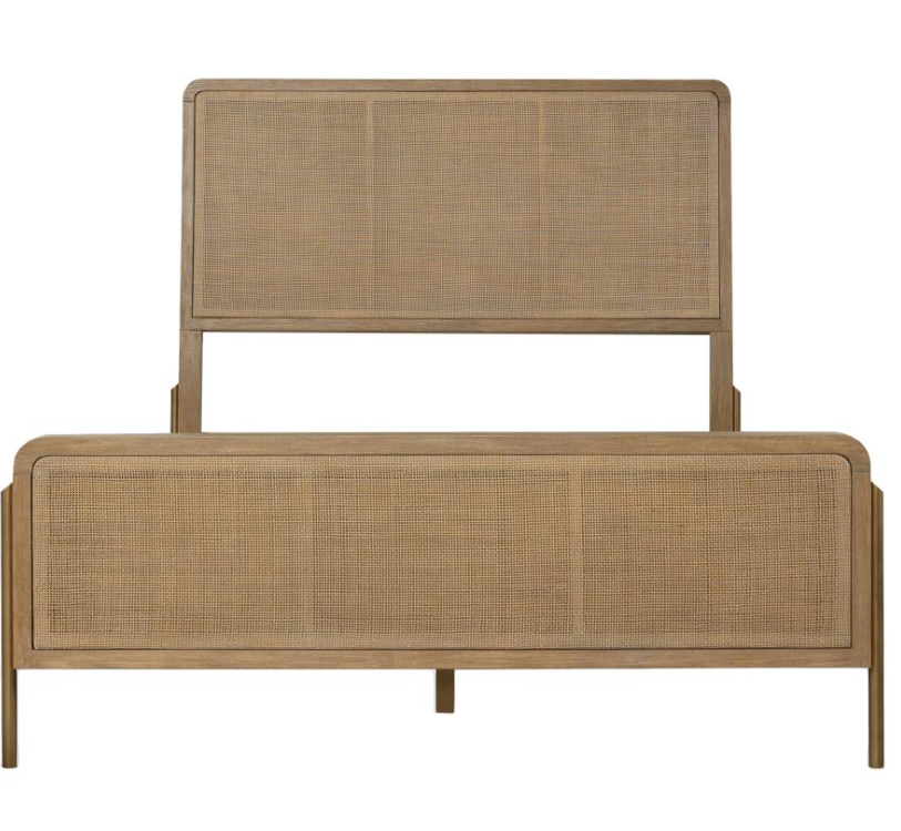 Arini 5 Piece Queen Panel Bedroom Set - Sand Wash And Natural Cane