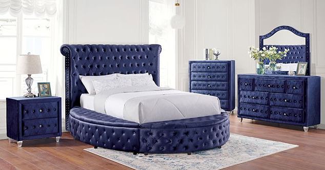 Sansom King Velvet Glam Bed - Furniture of America