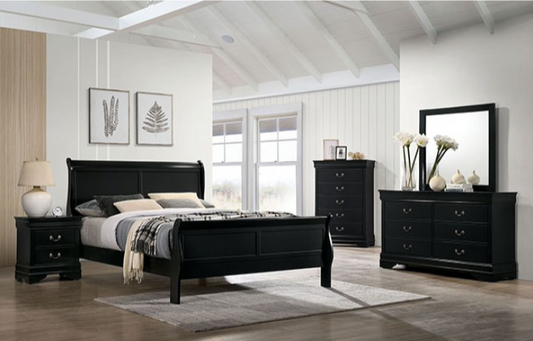 Marx III Louis Philippe Style Black Full Bedroom Set