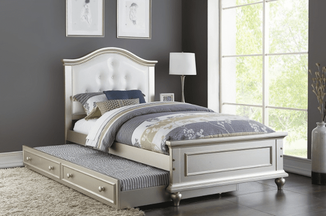 Yanni Twin Size Glam Bed & Trundle Set