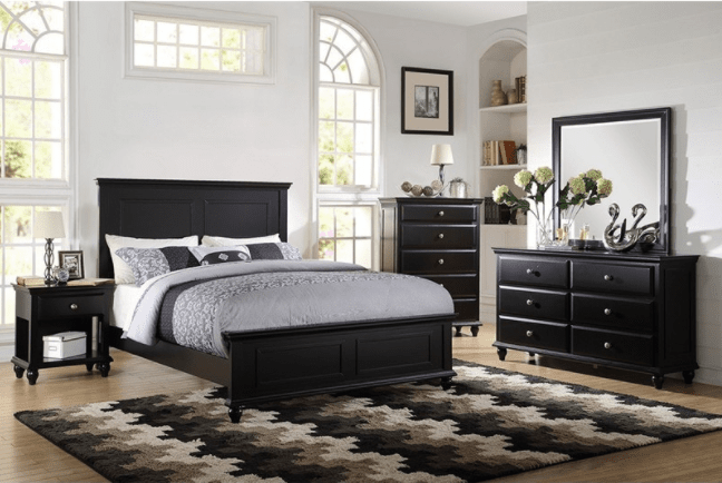 Jenny Farmhouse Style Queen Bed - Black