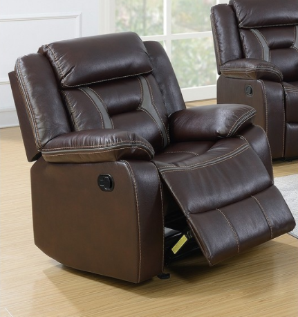 Kellen Leatherette Rocker Recliner in Dark Brown