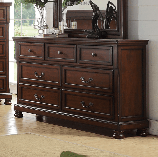 Forney Traditional 7-Drawer Dresser - Brown Cherry