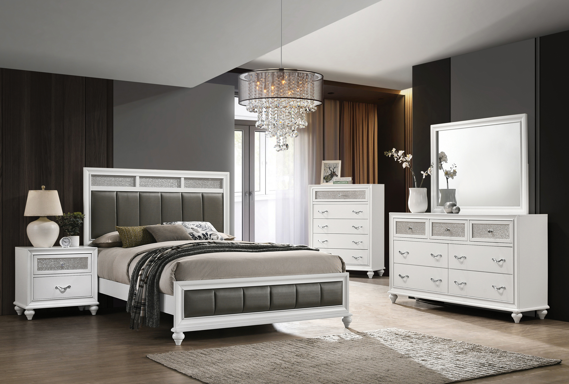 Barzini King Bedroom Set - White