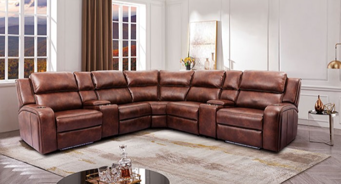 Callie Power Sectional with Ambient Light - Brown