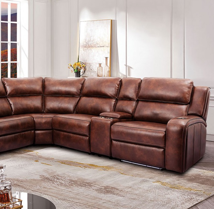 Callie Power Sectional with Ambient Light - Brown
