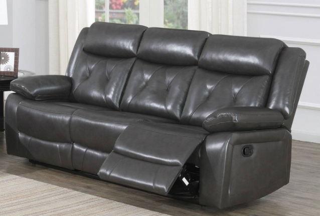 Walther Transitional Leather Gel Motion Sofa & Loveseat Set - Gray