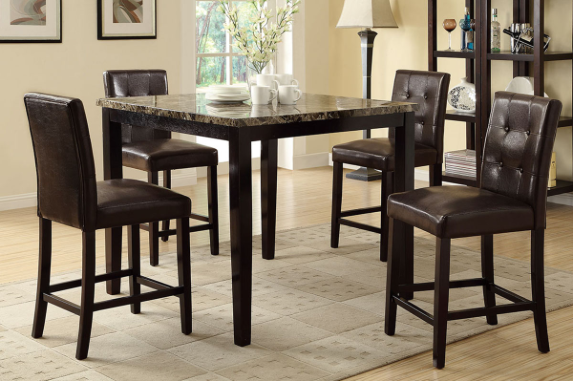 Vail 5 Piece Faux Marble Counter Height Dining Set