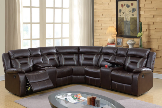 Liam Leather Motion Sectional with Cup Holders