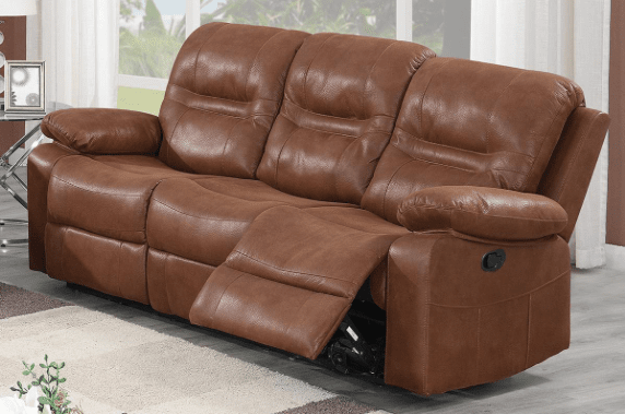 Wayne Casual Pillow Arm Motion Sofa in Brown Leatherette